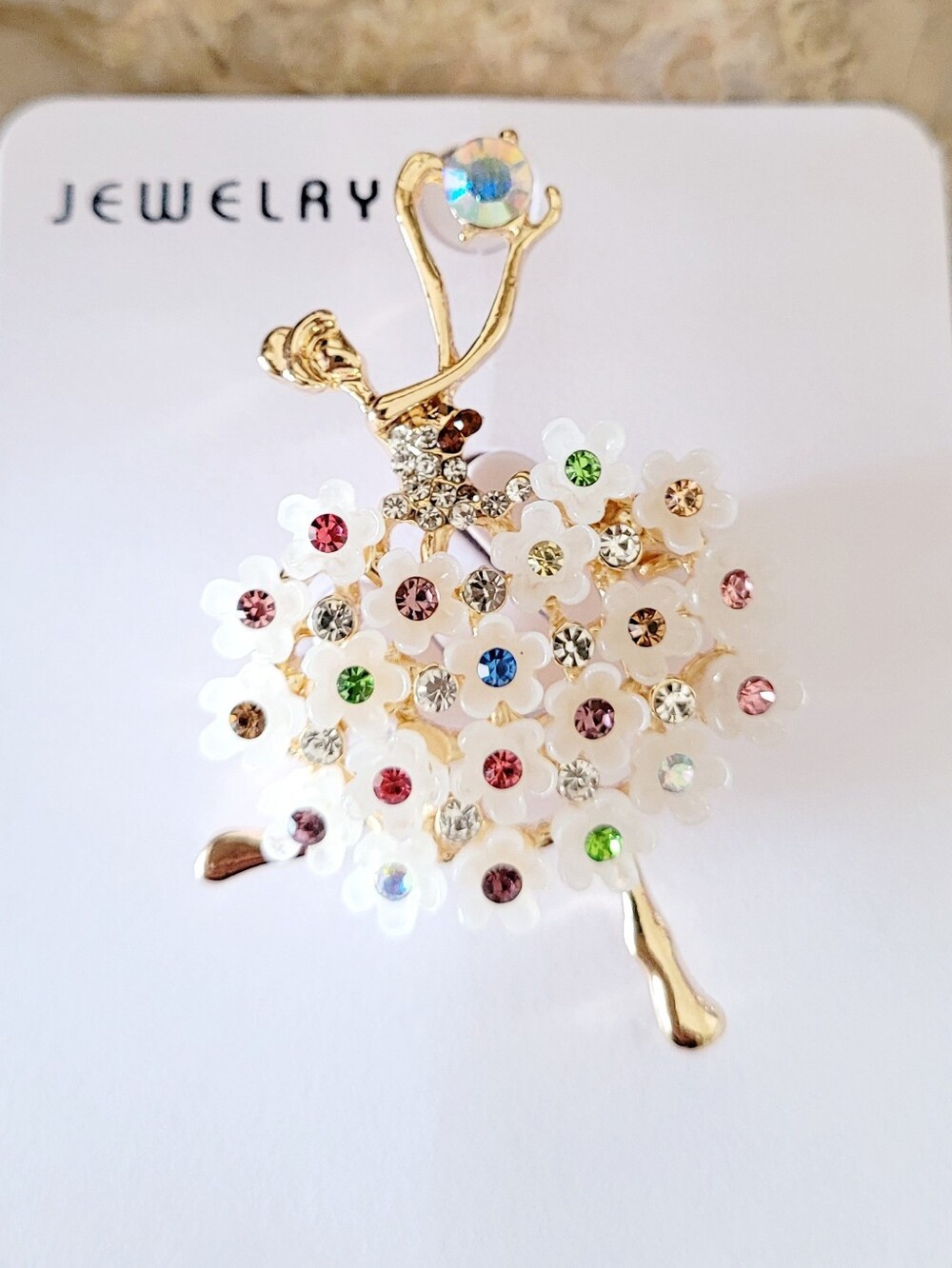 🌺Ballerina Brooch With Floral Tutu And Rhinestones Ballerina Gifts For Her